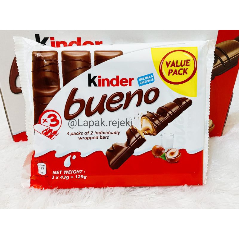 HALAL Kinder Bueno Import Malaysia With Milk and Hazelnuts isi 3 Packs