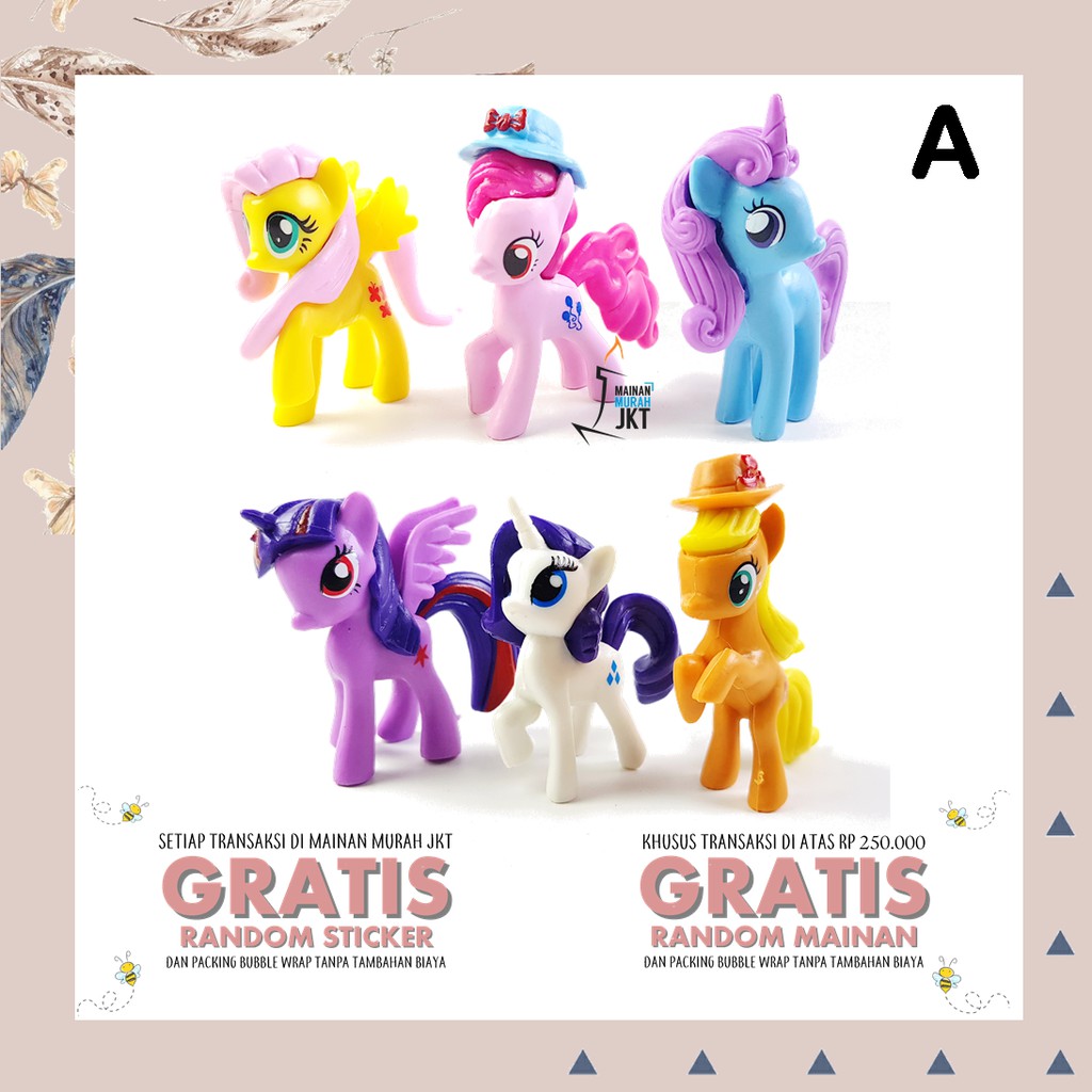 MAINAN ANAK FIGURE PONY ISI 6 CAKE TOPPER HIASAN KUE
