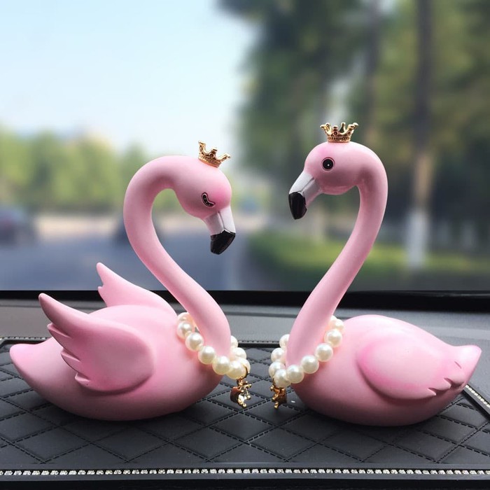 [COD] Pajangan Mobil Couple Love Flamingo Angsa 2 in 1 | Car Dashboard Premium