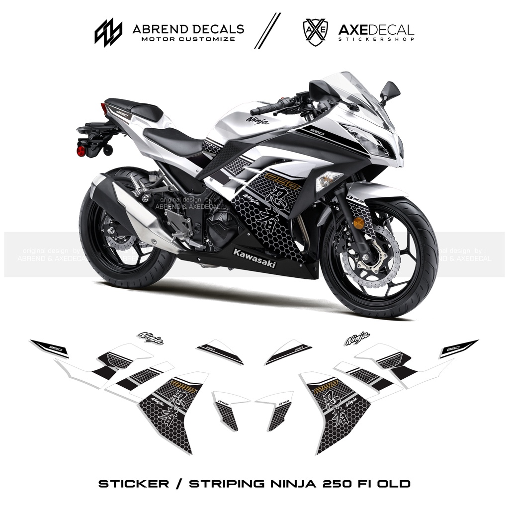 Striping Ninja 250 Fi Carbon Kanji Jepang / Stiker Motor Kawasaki Ninja Fi / Stock Decal