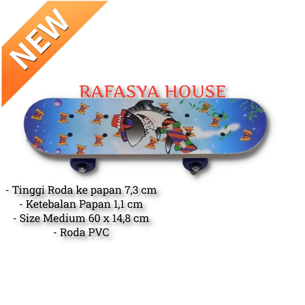 Mainan Skateboard Full Set Medium Kids Kayu Canada Papan Roda PVC 024-06 1705