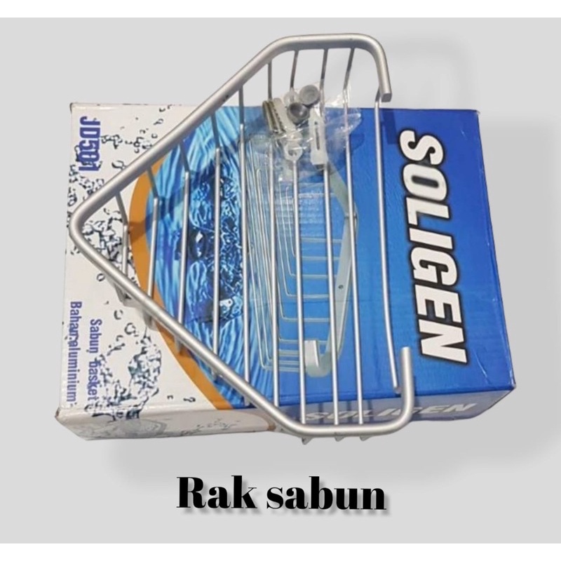 rak sudut dinding alumunium tebal SOLIGEN / tempat sabun sahmpo 501