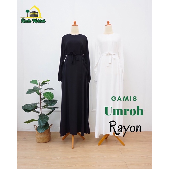 Gamis Rayon Putih Hitam Polos Untuk Haji umroh