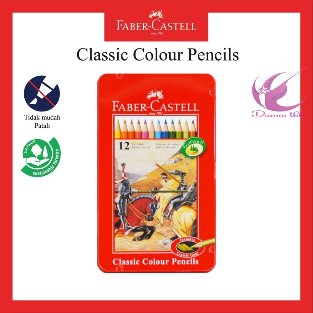 

Pensil Warna Faber Castell Classic 12 Long Kemasan Kaleng Persegi 115844