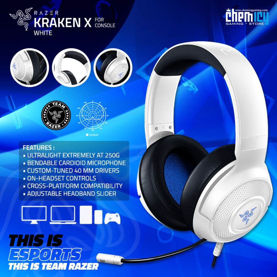 Razer Kraken X White for Console Ultralight Gaming Headset