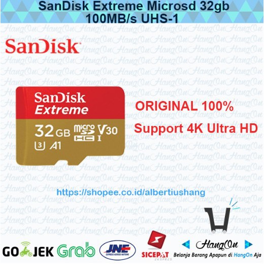 SanDisk Extreme Microsd 32gb 100MB/s UHS-1 Support 4K UHD