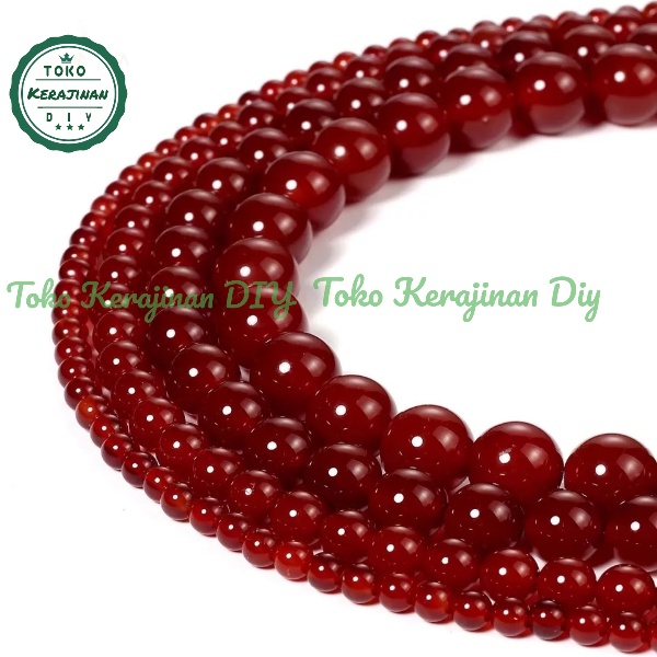 Bahan Gelang Batu Alam Agate Merah 6mm 8mm 10mm Untuk Craft Dan DIY