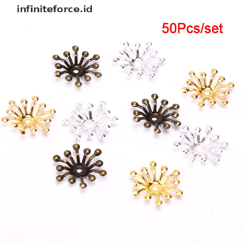 50 Pcs Konektor Bunga Filigree Handmade Diy Bahan Metal Gaya Vintage