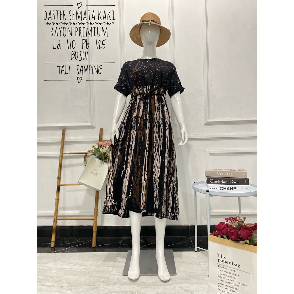 Hot Sale ! Daster Long Semata Kaki abstrak cap - Daster Twill Rayon - Daster Jumbo lengan pendek - Daster Batik Usman kekinian-18