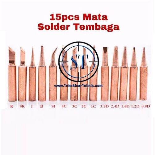 15 Pcs Mata Solder Tip Hakko 900M-T-K Lapis Tembaga Soldering Iron Station Lead-Free Adjutable Bahan Bronze