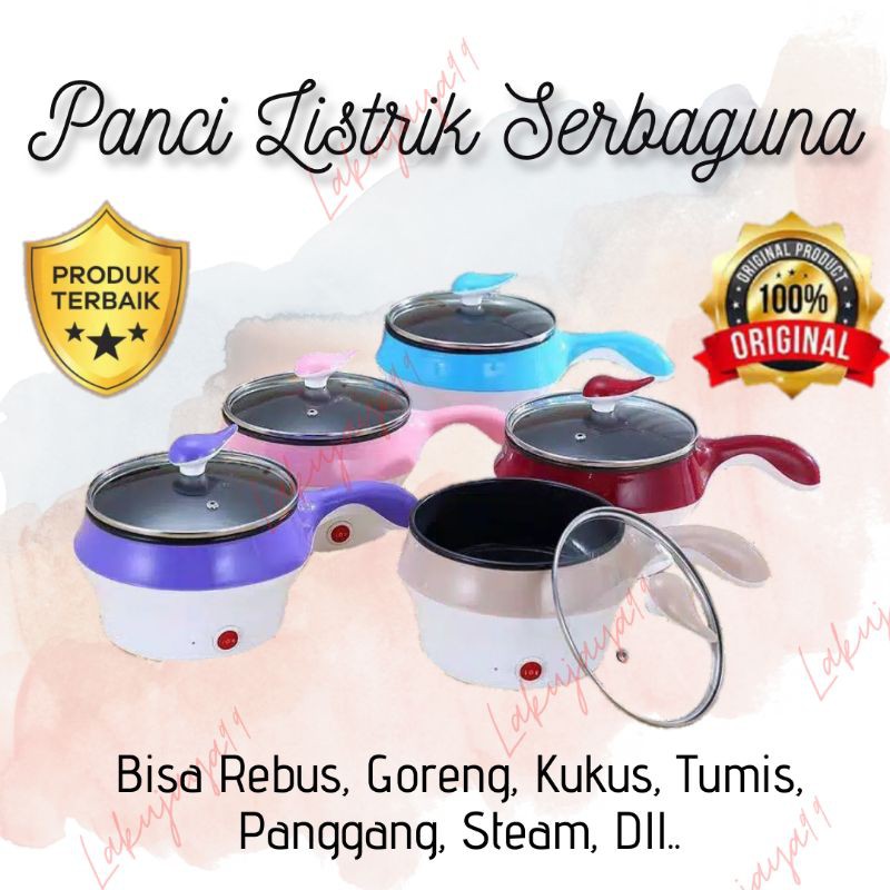 Panci Listrik Multifungsi Kukusan / Steamer Stainless Lapis Keramik Bahan Teflon