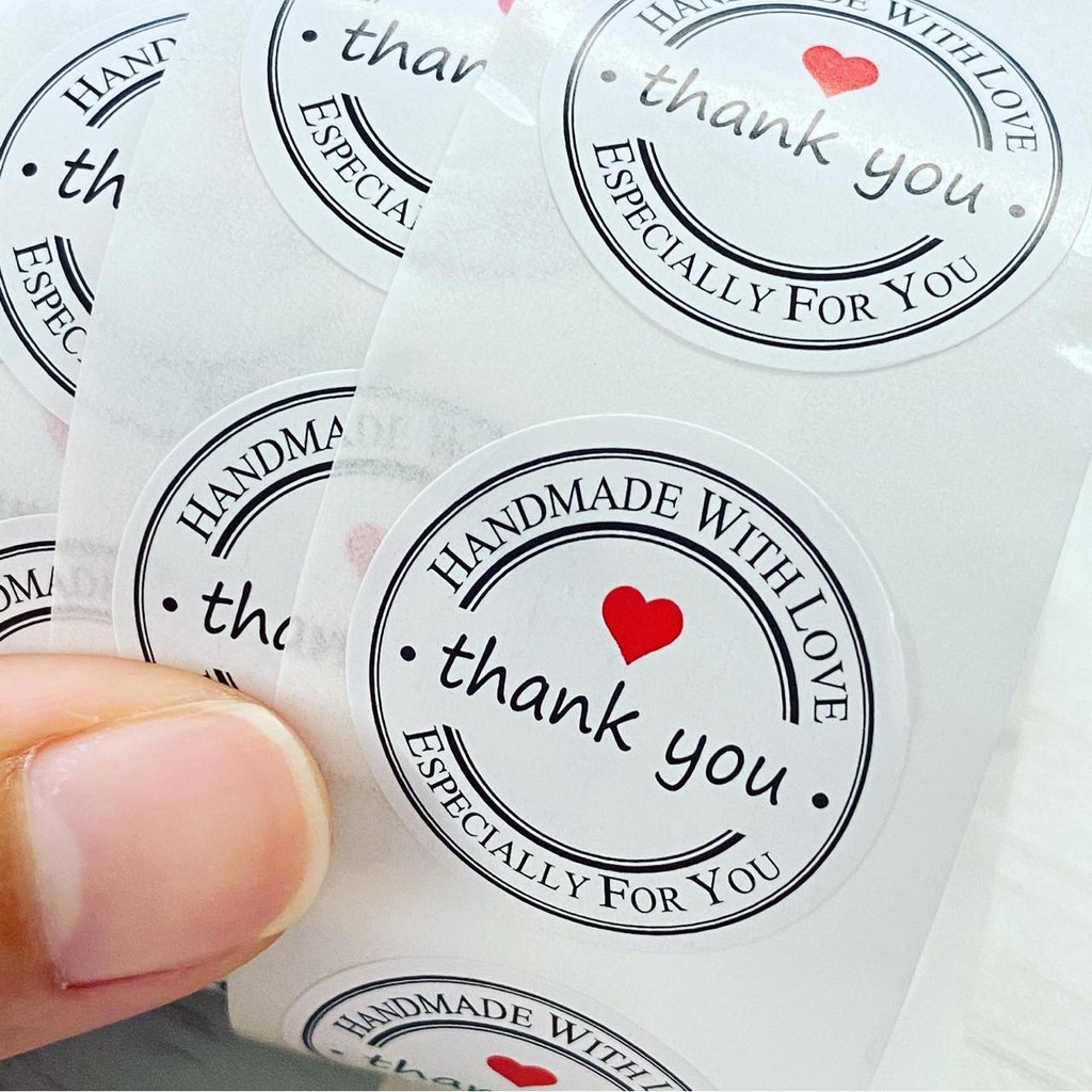 

Stiker Label Sticker Putih White Thank You Handmade Especially for you Segel Seal Product Produk