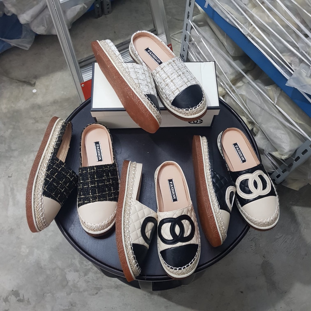 AGI10555 sepatu mules wanita import murah sandal slip on wanita terbaru sepatu flat fashion kekinian cod jakarta