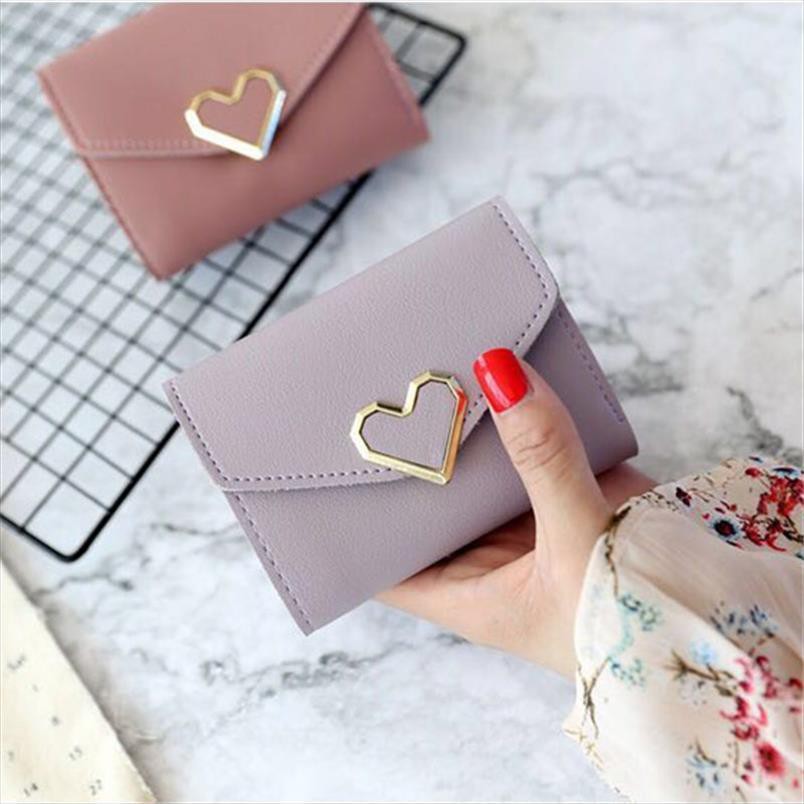 SC✌ DL065 Dompet Wanita kartu koin Mini LOVE Fashion Wanita Kekinian Dompet Wanita Murah Import-UNGU MUDA
