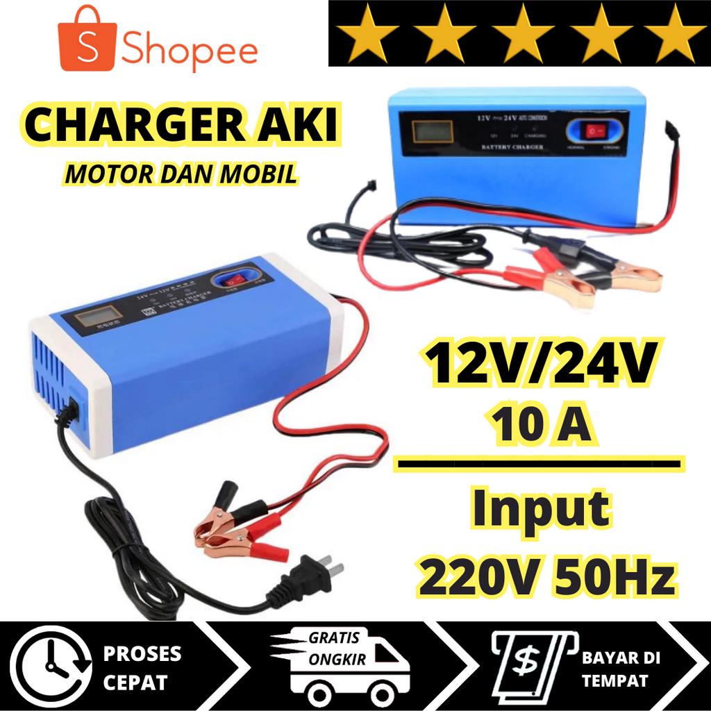 Charger Aki Mobil Motor 10A Casan Charger Accu 12Volt 24Volt 12V 24V Kering Basah Carger Aki 12v 24v