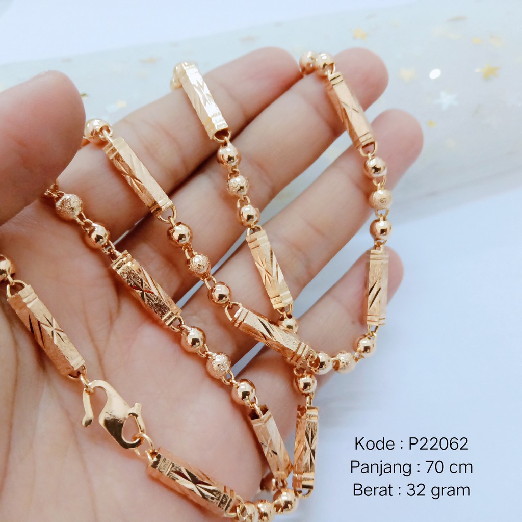 [BAYAR DITEMPAT] P22062  Kalung Dewasa Pipa Kecil Xuping Lapis Emas Anti Karat Pusat Xuping Jakarta