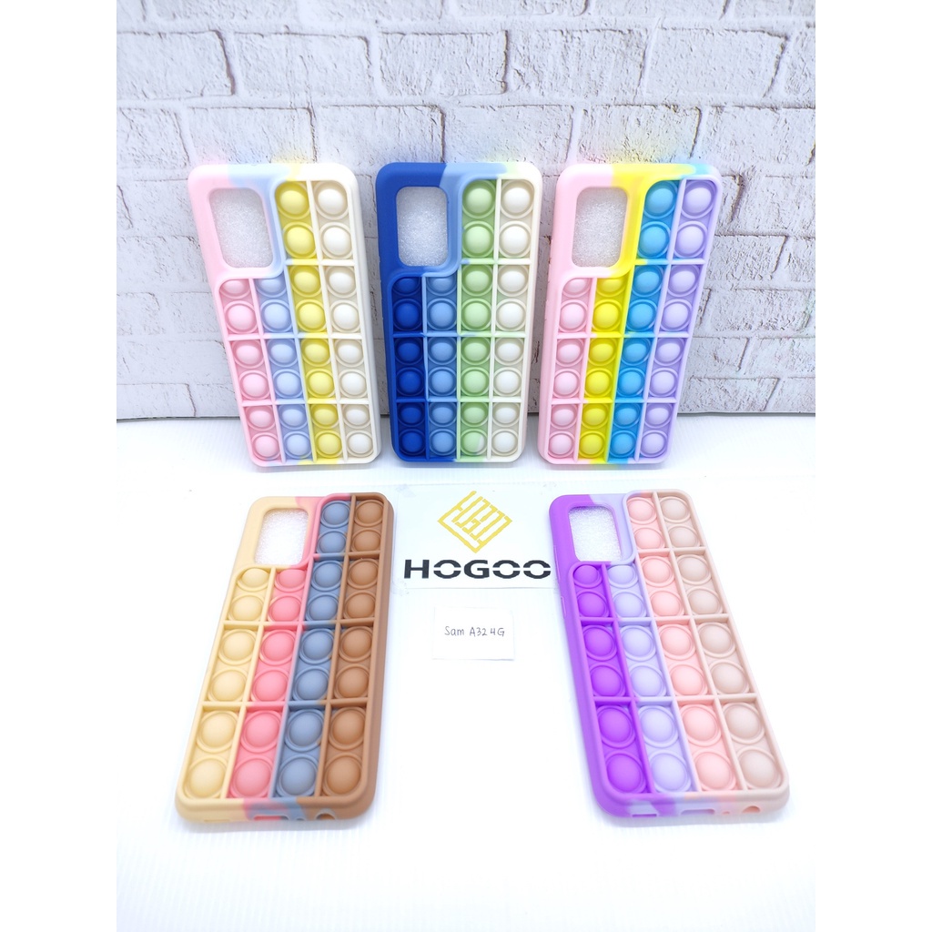 SILICONE CASE POP IT SAMSUNG A32 4G - CASE PENGHILANG STRESS PUSH IT BUBBLE CASE RAINBOW