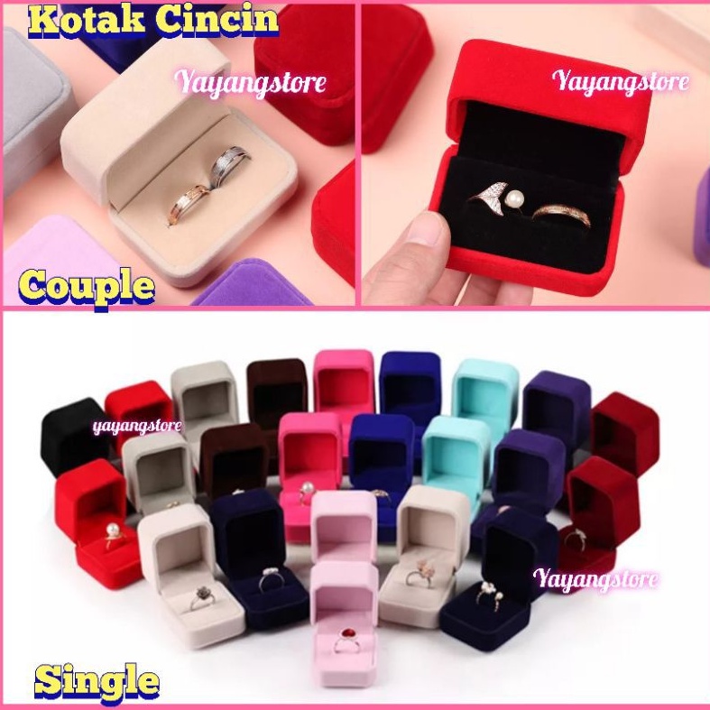 Kotak Cincin Single - Couple Beludru Lamaran - Pernikahan - Ring Box Couple Wedding Velvet