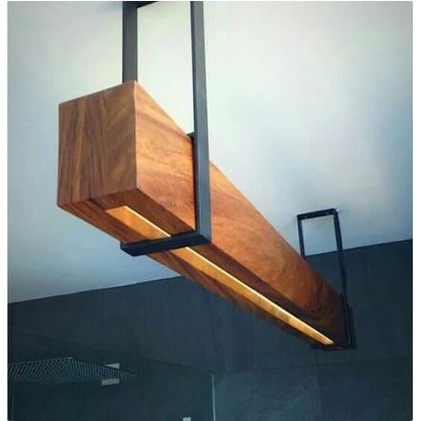 Lampu Kayu Esthetic Gantungan Besi Unik