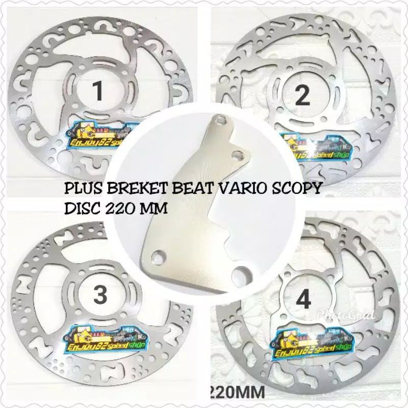 Disc Piringan Cakram Sunstar Coak uk 220 mm Plus Breket Disc 220 All Beat Scopy Vario Lubang 4