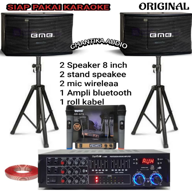 PAKET SOUND KARAOKE BMB CS 350 V SPEAKER KARAOKE 8 INCH BMB AMPLI BLUETOOTH