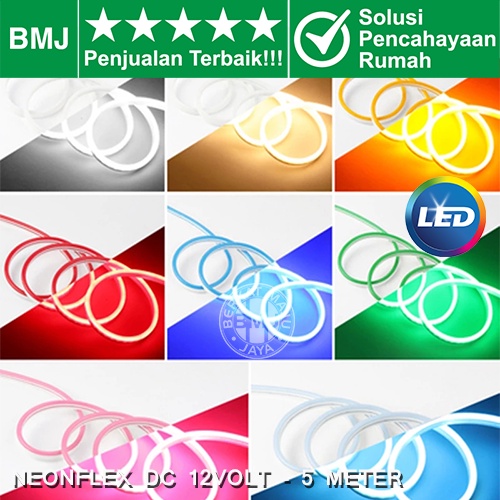 LED NEONFLEX DC 12VOLT 5 METER. NEONSIGN LED 12VOLT. LAMPU VARIASI. DECORASI CAFE. LAMPU FLEXIBEL 12