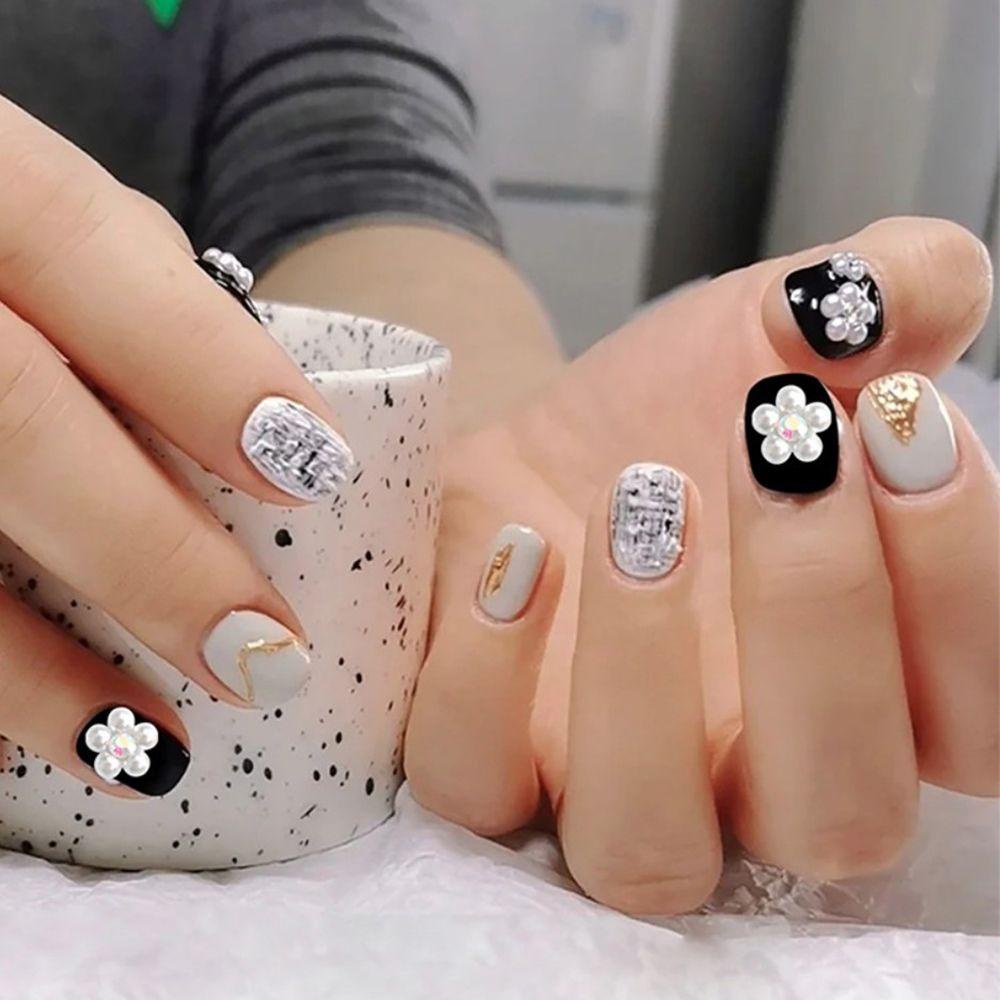 Mxbeauty 3D Dekorasi Nail Art Elegan 5pcs Hiasan Kuku Kelopak Mutiara Berlian Imitasi Manikur Aksesoris
