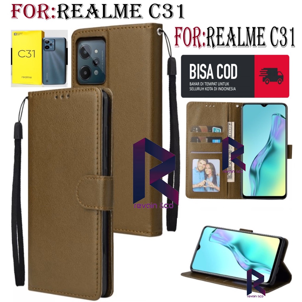 NEW REALME C31 FLIP COVER CASE DOMPET CASING FLIP WALLET LEATHER KULIT PREMIUM SARUNG BUKA TUTUP FLIP CASE REALME C31 TERBARU