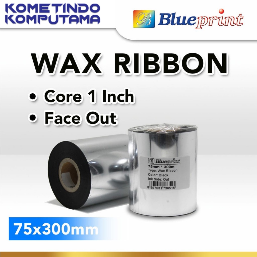 Ribbon Wax Barcode Label 75x300m BLUEPRINT Thermal Transfer Ribbon