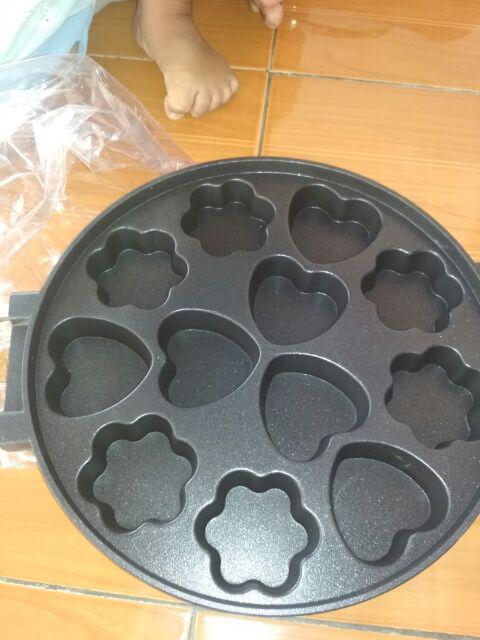 Cetakan Teplon Pembuat Kue Cubit 12 Lubang Variasi Snack Maker Teflon Motif