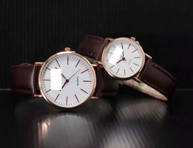 Cod Bayar Tujuan Jam Tangan Pria Wanita Dwe Classic Rose White Kulit Analog  Ready 2 Warna