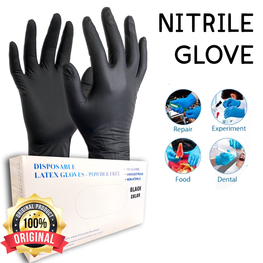 Sarung Tangan Hitam Sarung Tangan Karet Pelindung Tangan