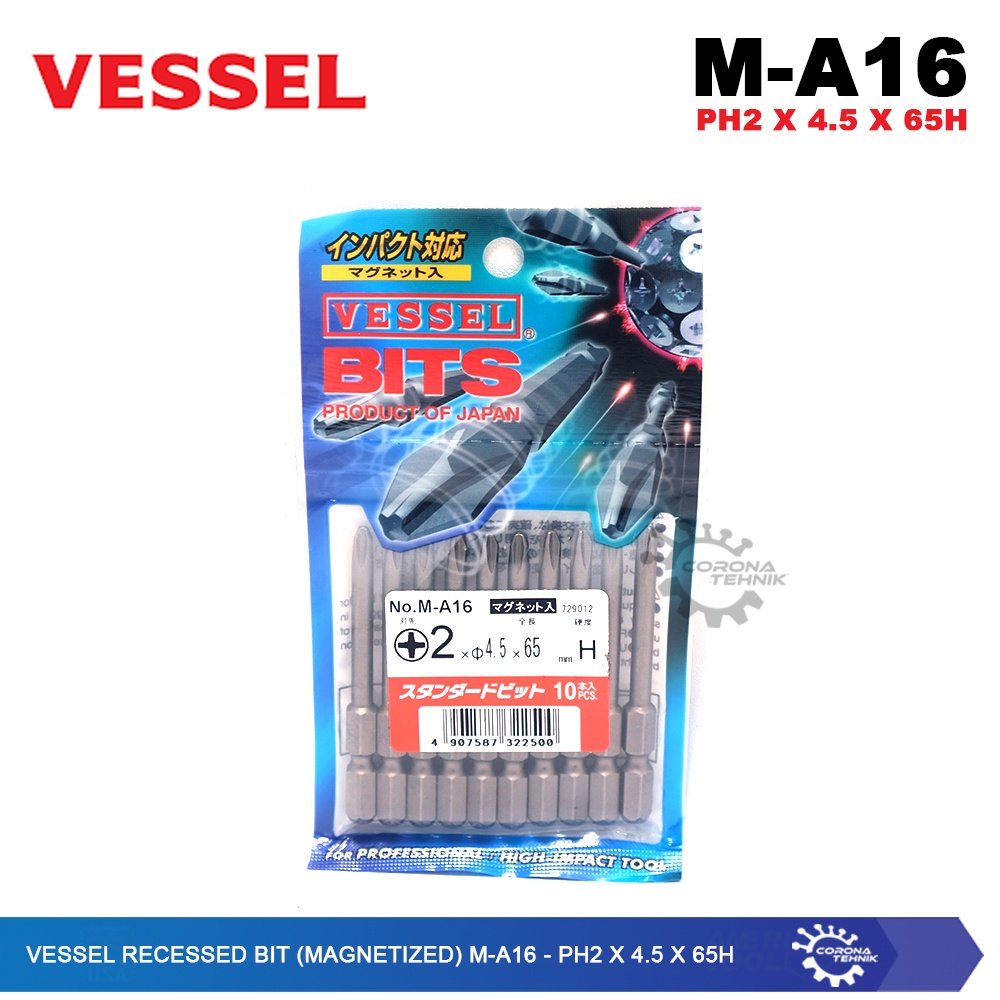 Bit (Magnetized) M-A16 - PH2x4,5x65H - Vessel Recessed