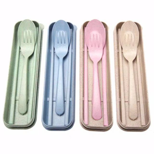 Medan Termurah Set Sendok + Garpu + Sumpit Box jerami set sendok