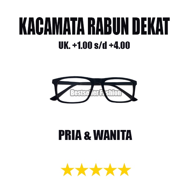 TERBARU | KACAMATA BACA | KACAMATA PLUS | RABUN DEKAT | UK. +1.00 S/D +4.00 | FRAME HITAM GLOSSY | PRIA DAN WANITA | FREECASE