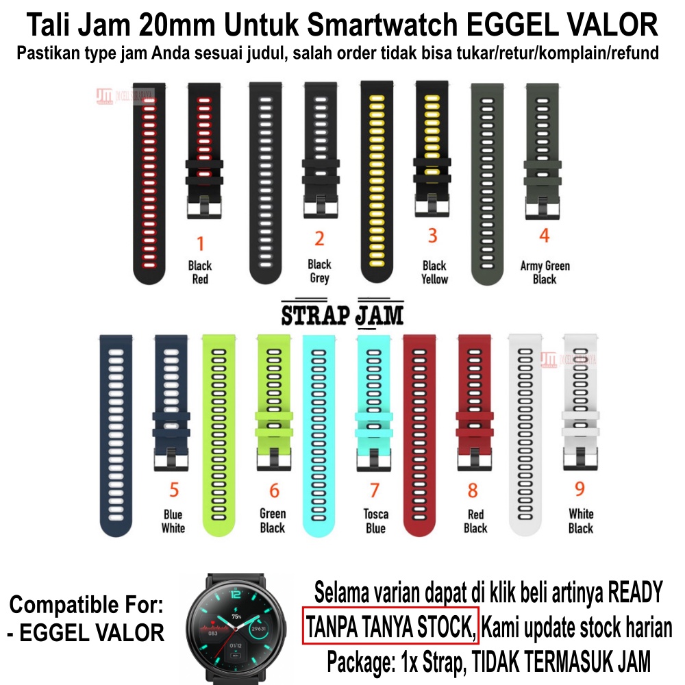 Dual Tone Tali Jam Eggel Valor - Strap 20mm Rubber Silikon Dengan Dua Warna