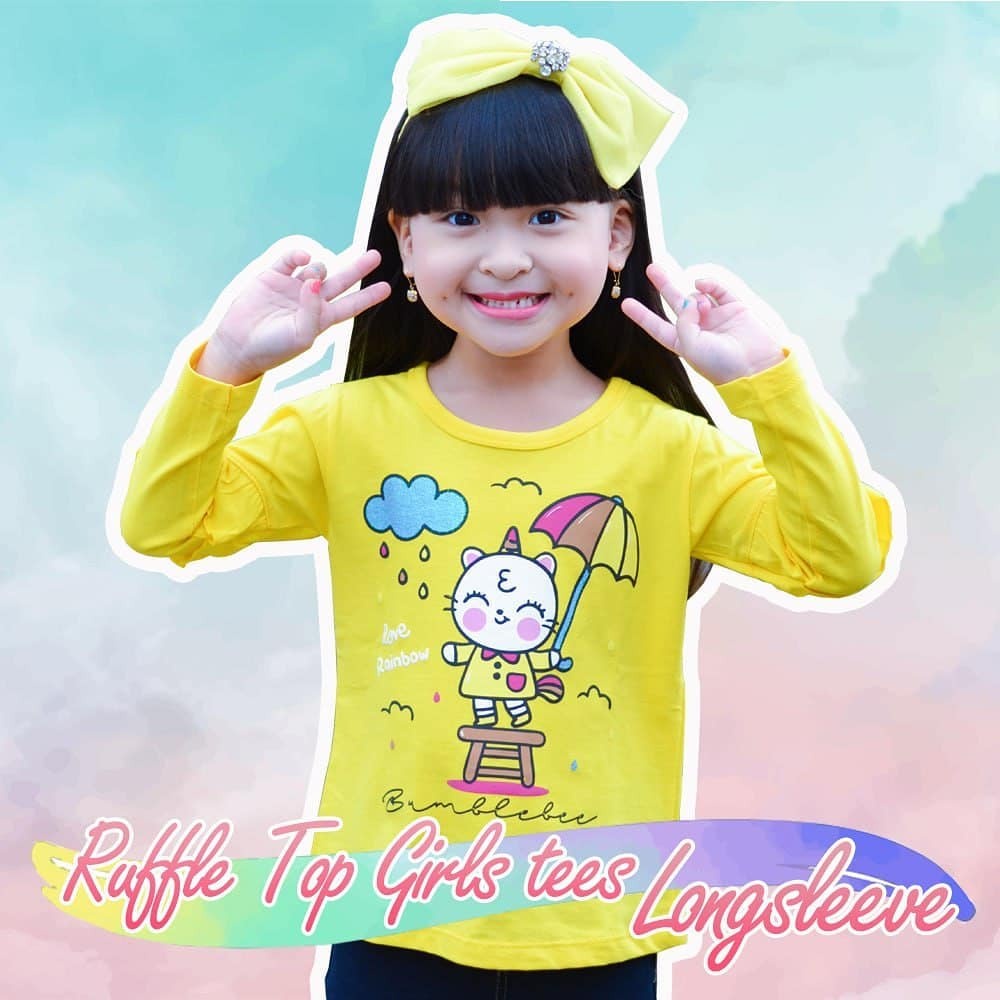 KAOS ANAK PEREMPUAN LENGAN PANJANG RUFFLE