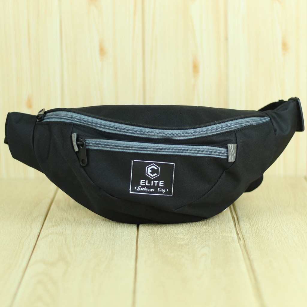 Slempang Resleting Abu Meriah Laki-Laki Waist Bag Cowok Bagus Keren Awet Slempang Resleting Abu