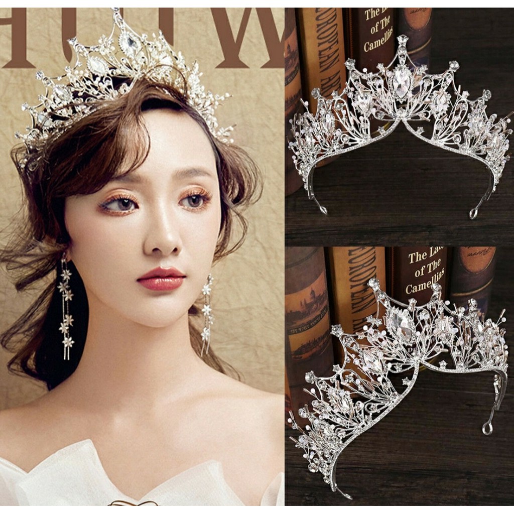 Flores Crown - Mahkota Rias Pernikahan Kristal Aksesori Rambut Pengantin