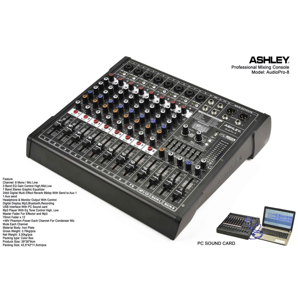 MIXER 8CH ASHLEY AUDIOPRO8 /AUDIO PRO 8 /AUDIOPRO 8 ORIGINAL