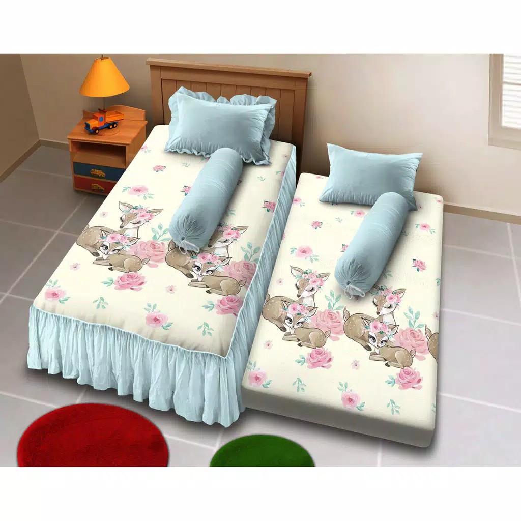 Murah Sprei Sorong Rumbai / flat (2 in 1) Kintakun Uk 120 Soft Pink