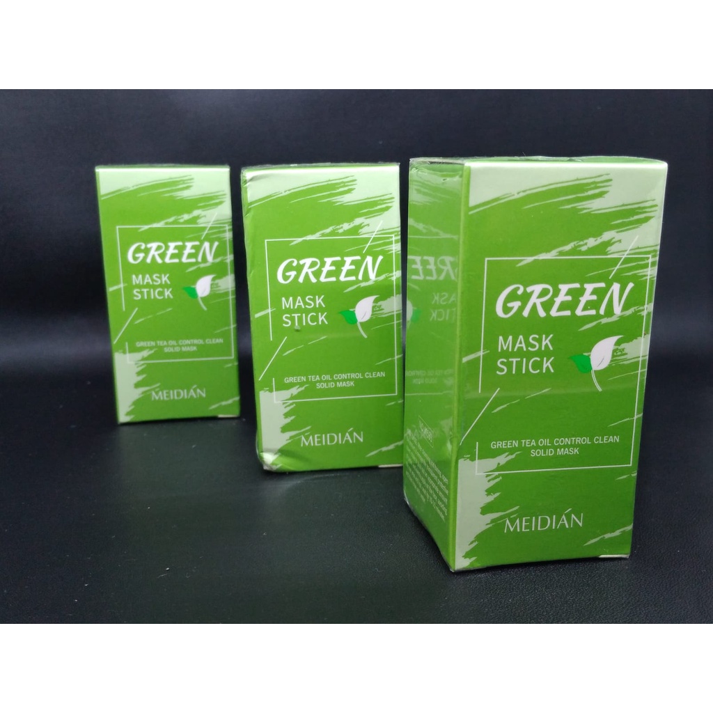 Meidian Green Mask Stick Original 40gr Green Tea Masker Stik Oil Control Clean Solid Mask Menyeimbangkan Minyak Berlebih Pada Kulit Mengangkat Sel Kulit Mati Menghilangkan Komedo