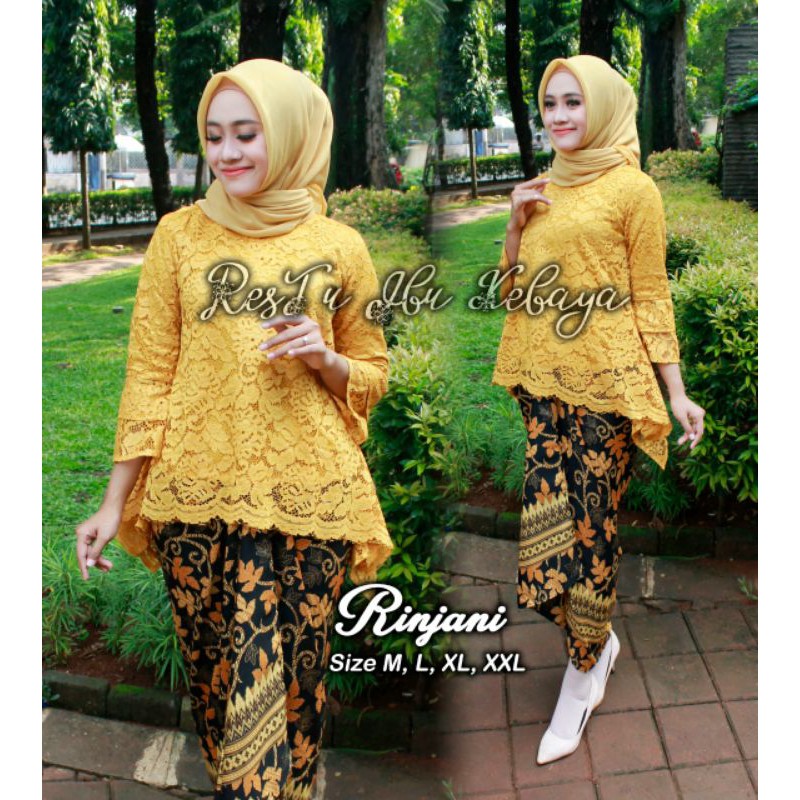 SETELAN KEBAYA RINJANI MIX ROK LILIT / KEBAYA RINJANI JUMBO / DUSTY / MOCCA / GOLD / COKSU