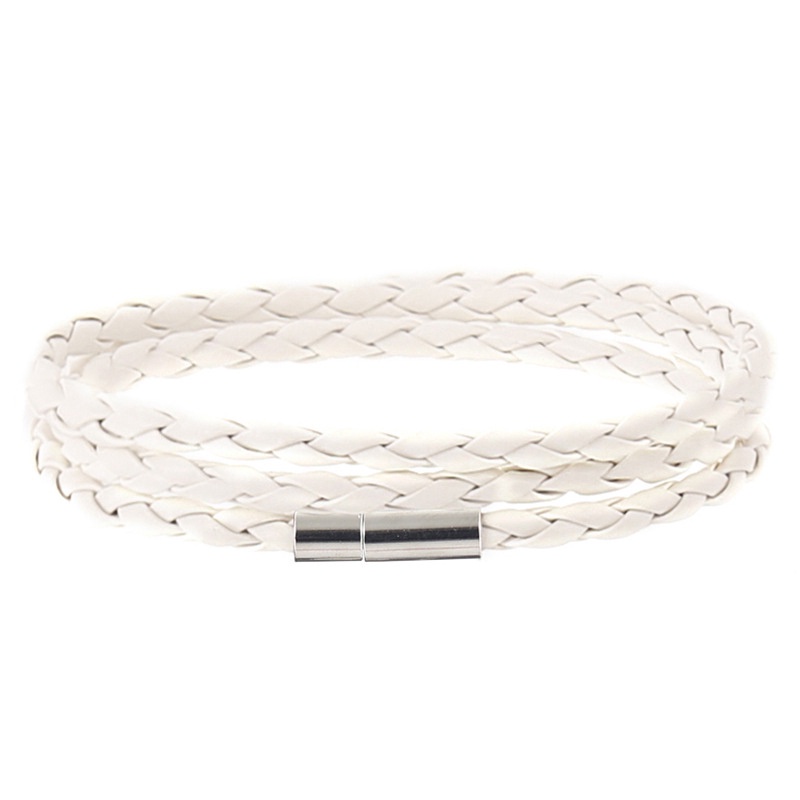 Gelang Korea Multi-layer Jalinan Twist Bracelet Tali Kulit Gelang G-white