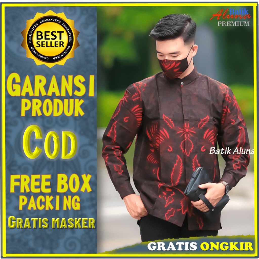 Baju Koko Pria Dewasa Lengan Panjang Premium Batik Cowok Modern/Baju Muslim Pria Lengan Panjang Keme