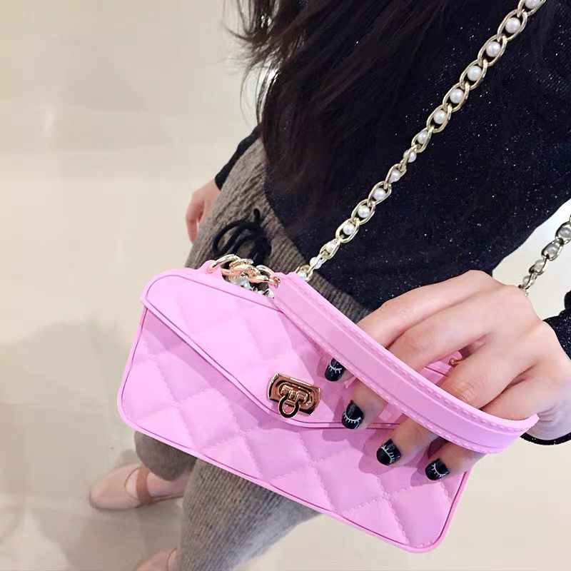 Softcase silikon Tas Mini Tali Merah Chan*el Iphone 6 7 8 6+ 7+ 8+ Plus X Xs Xr 11 Pro Max 12 Pro Max 13 Pro Max FH19