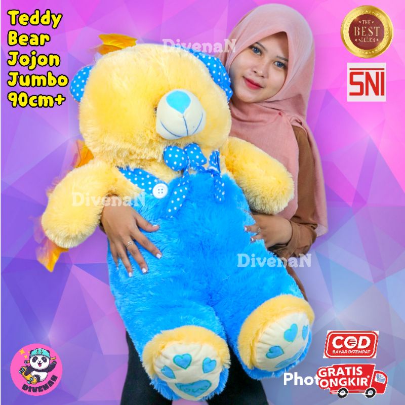 Boneka jumbo teddy bear warna biru / Boneka beruang besar lucu ber SNI