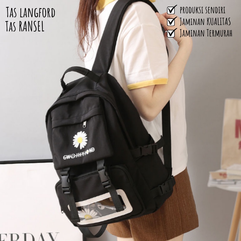 Tas Ransel Sekolah Kuliah Kerja Traveling Kekinian Terbaru Murah Bagus Remaja Dewasa Multifungsi Stylish Backpack Model Fashion Korea Favorit Import Lokal Original Perempuan Wanita Cewek