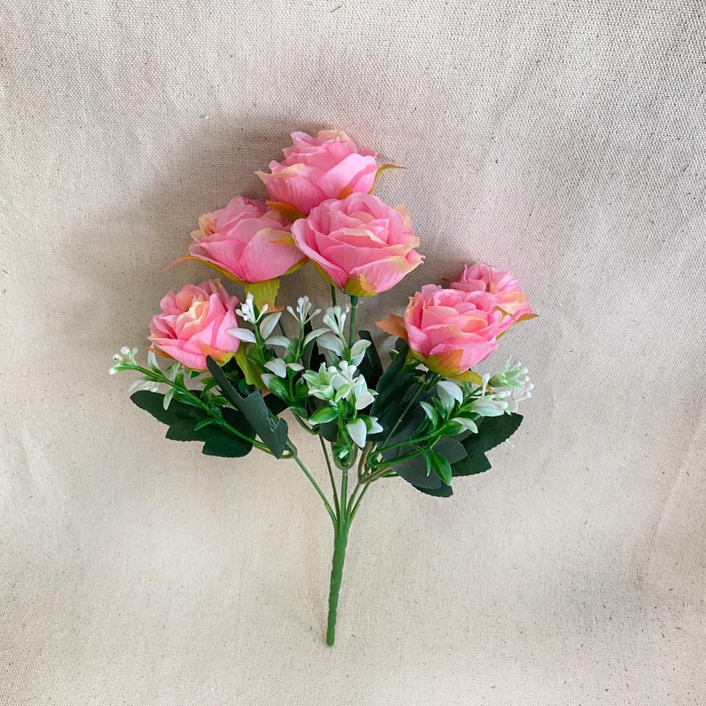 Bunga Mawar Rose Mini (satuan) Bunga Artificial / Bunga Plastik / Bunga Dekorasi / Pernikahan-pink