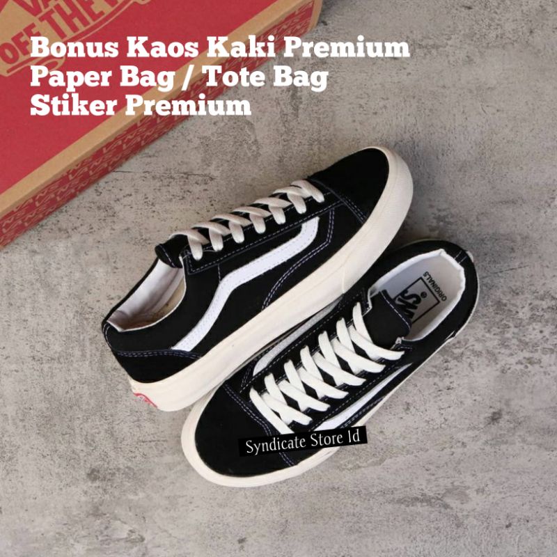 SEPATU VANS OLD SKOOL OG PREMIUM Black White Import 100% (Bonus Kaos Kaki) SNEAKERS OLDSKOOL VANS OLDSCHOOL original 100% sepatu pria sepatu wanita sneakers vans